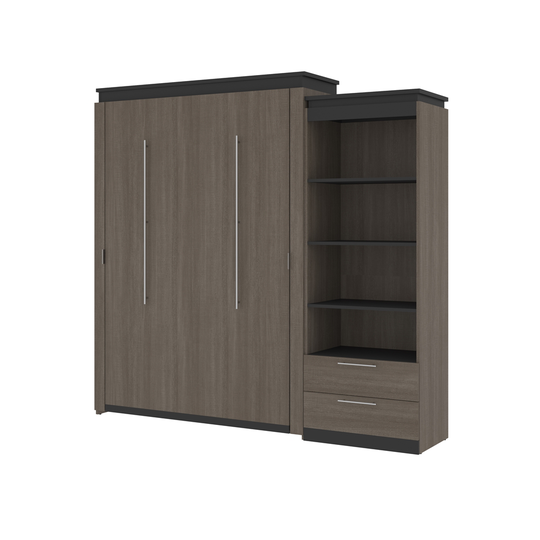 Bestar Orion Bark grey & Graphite Queen Murphy Bed (Integrated Storage)