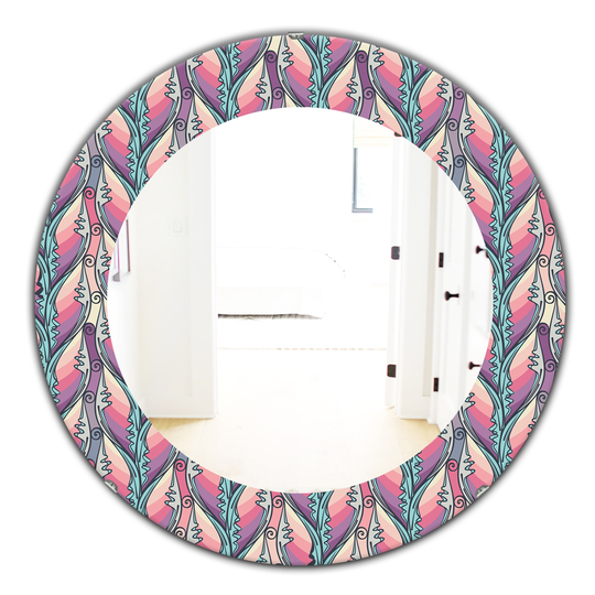Designart 24-in x 24-in Pink Abstract floral Pattern Bohemian and Eclectic Mirror