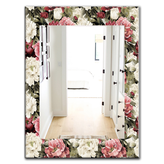 Designart 35.4-in x 23.6-in Pink Obsidian Bloom Traditional Mirror