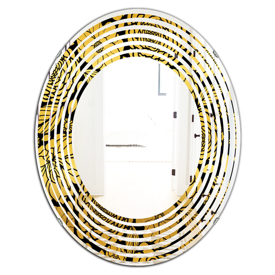 Designart Gold Oval 31.5-in L x 23.7-in W Floral II Polished Wall Mirror
