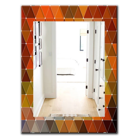 Designart Red Triangular Colourfields Modern Mirror - 35.4-in x 23.6-in