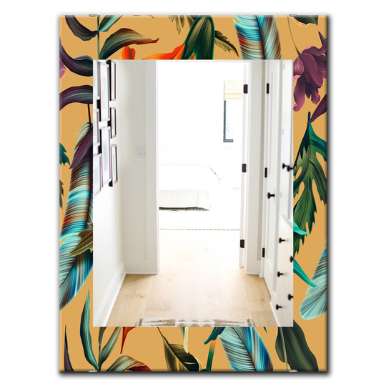 Designart Canada 35.4-in L x 23.6-in W Rectangle Feathers Polished Wall Mirror