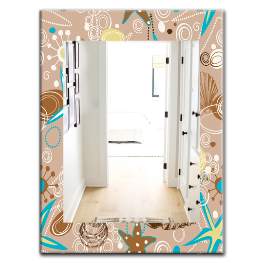 Designart Canada 35.4-in L x 23.6-in W Rectangle Brown Costal Creatures Polished Wall Mirror