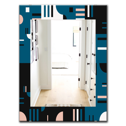 Designart Canada 35.4-in L x 23.6-in W Rectangle Retro Blue Polished Wall Mirror