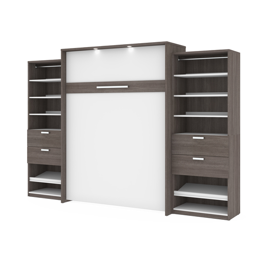 Bestar Cielo Queen Murphy Bed Integrated Storage (Bark Grey & White)