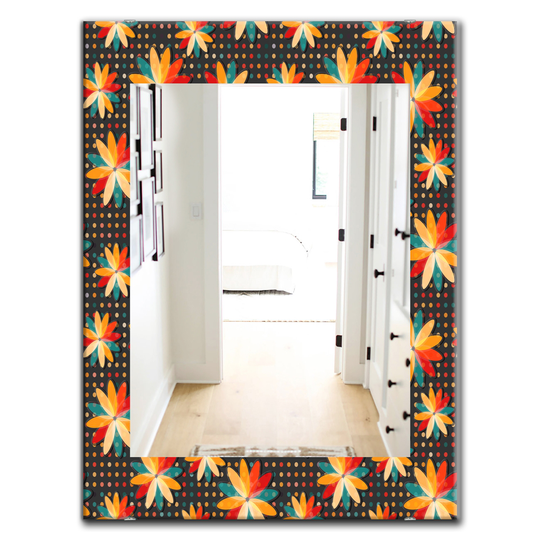 Designart 35.4-in x 23.6-in Black Obsidian Bloom Bohemian/Eclectic Mirror