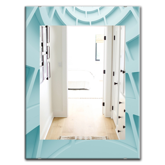Designart 35.4-in x 23.6-in Blue Light Blue Waves Modern Mirror