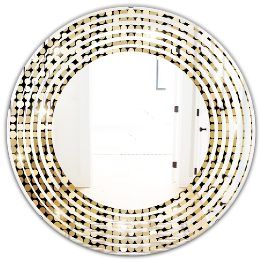 Designart 24-in x 24-in Abstract Gold Mosaic/Modern Round Wall Mirror