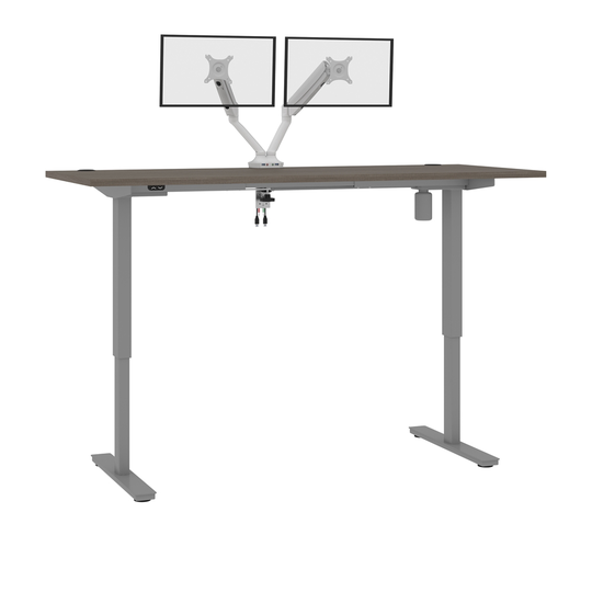 Bestar Upstand 72-in Standing Desk with Dual monitor arm - Bark Grey