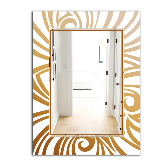 Designart Golden Vector Rectangular 35.4-in L x 23.6-in W Polished Glam Wall Mounted Mirror