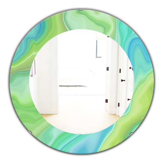 Designart Canada 24-in L x 24-in W Round Green Marbled Geode Polished Wall Mirror
