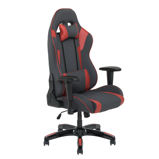 CorLiving 33.50-in x 29.00-in Grey And Red High Back Ergonomic Gaming Chair