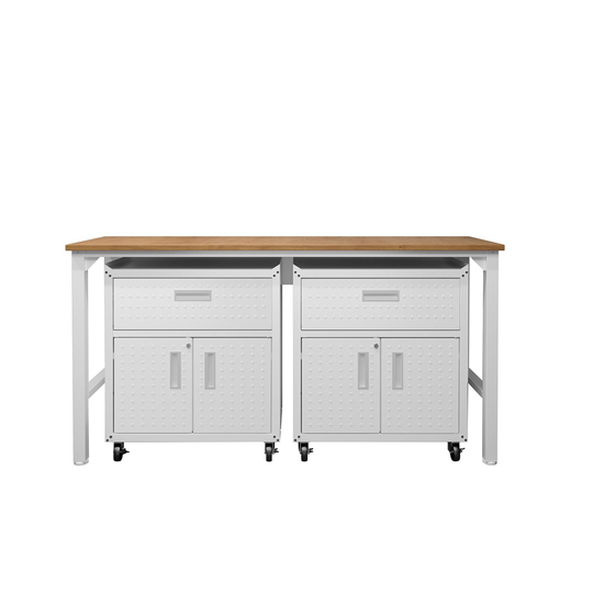 Manhattan Comfort Fortress 72.4-in W x 37.6-in H x 20.5-in D Steel Freestanding White Garage Cabinet