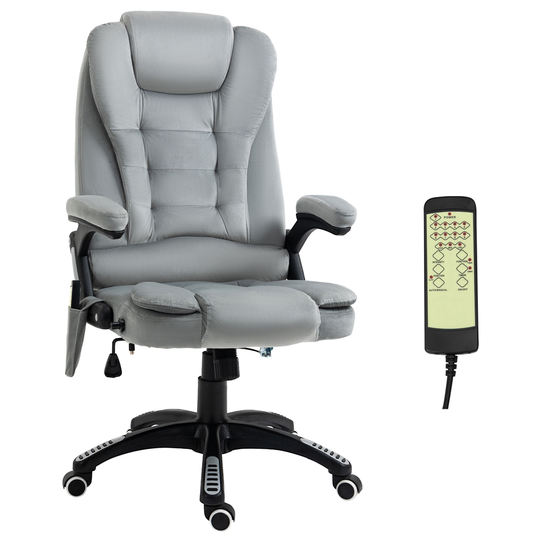 Vinsetto Contemporary Grey Adjustable Height Swivel Ergonomic Office Chair with Massage Feature