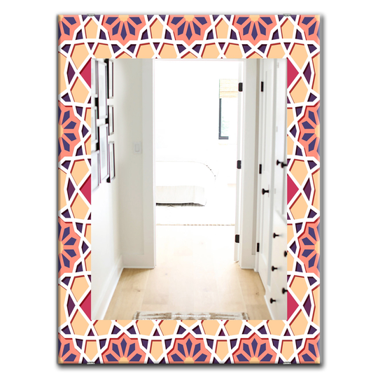 Designart Canada 35.4-in L x 23.6-in W Pink Rectangle Geometric Flowers Polished Wall Mirror