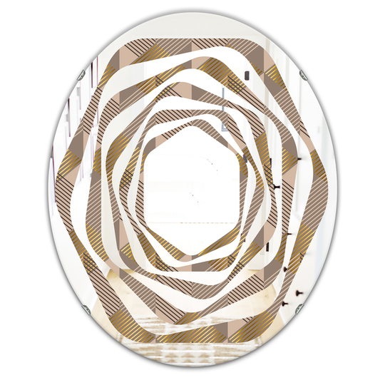 Designart Oval Brown 31.5-in L x 23.7-in W Retro Square Design VI Polished Wall Mirror