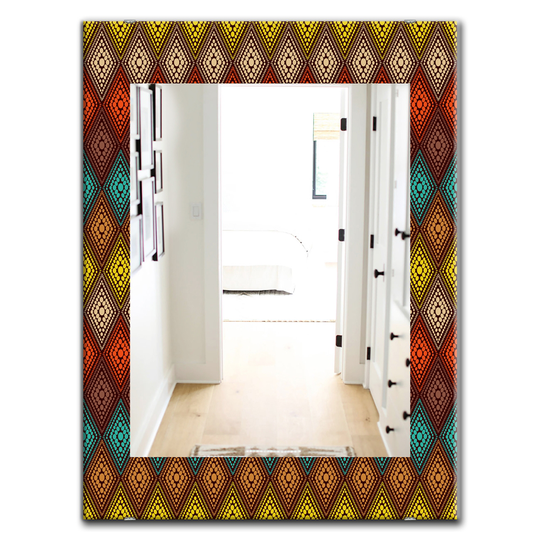 Designart 35.4-in x 23.6-in Brown Triangular Colourfields Modern Mirror