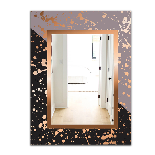 Designart Playful Gold 7 Rectangular 35.4-in L x 23.6-in W Polished Glam Wall Mounted Mirror