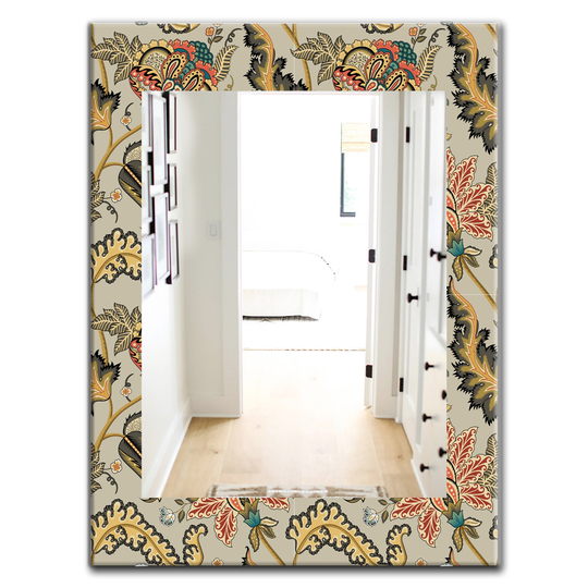 Designart 35.4-in x 23.6-in Green Vintage Indian Floral Pattern Bohemian and Eclectic Mirror