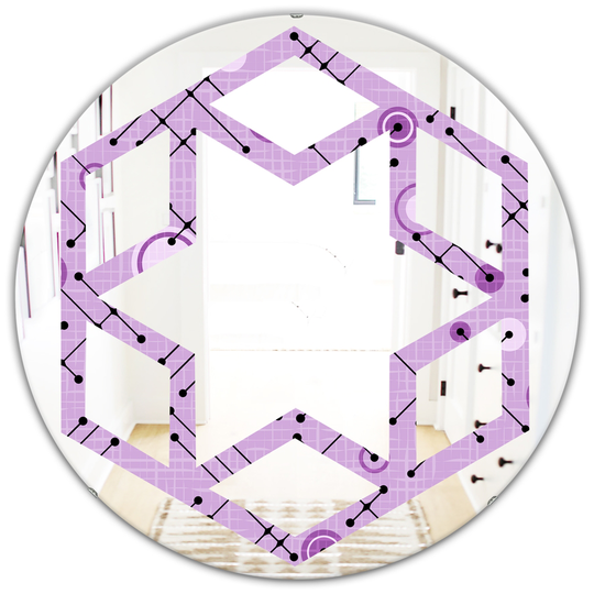 Designart 24-in Purple Round 1950 Retro Pattern III Polished Wall Mirror