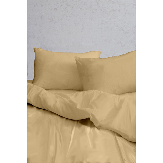 Myne Gold Cotton Sateen Antibacterial Full/Queen Duvet Cover Set - 3-Piece