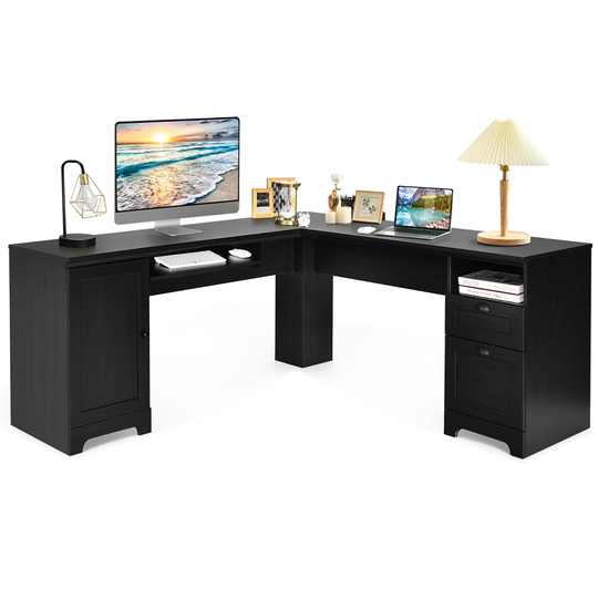Costway 66-in Black Modern/Contemporary Corner Computer Desk