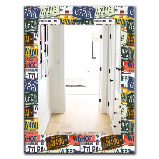 Designart 35.4-in x 23.6-in Blue US California Licence Plates Modern Mirror