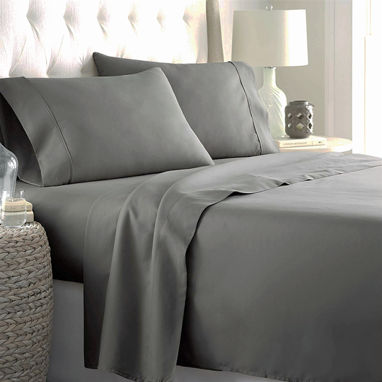 Marina Decoration King Cotton Blend 4-Piece Bed Sheets - Grey