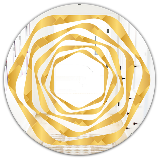 Designart 24-in x 24-in Golden Geometric I Modern Round Wall Mirror