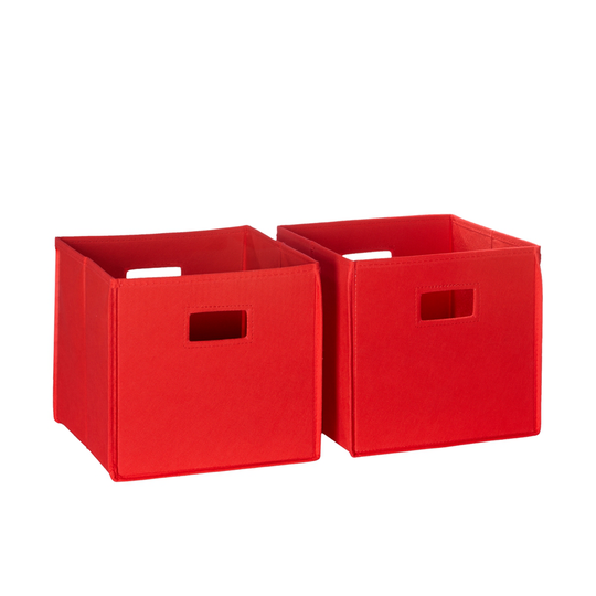 RiverRidge Home Folding Storage Bins - Fabric -10.5-in x 10-in x 10.5-in - Red - 2-Pack