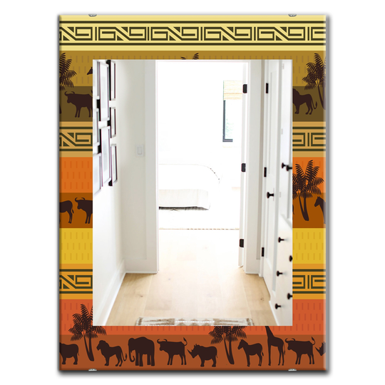 Designart Canada 35.4-in L x 23.6-in W Rectangle African Wildlife Polished Wall Mirror