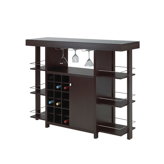 Brassex Bar Cabinet with Smoked Glass Top Expresso