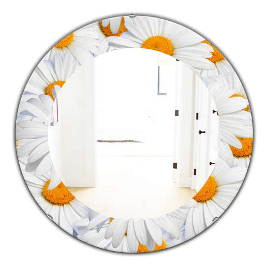 Designart Canada 24-in L x 24-in W Round Daisy Hearts Close Polished Wall Mirror