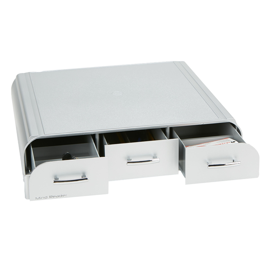 Mind Reader 13.46-in Silver Traditional Adjustable Monitor Stand with Desk Organizer