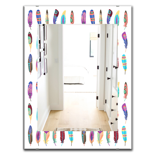 Designart 35.4-in x 23.6-in Feathers Modern Mirror in White