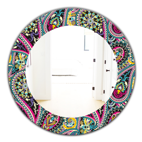 Designart 24-in x 24-in Blue Paisley Bohemian and Eclectic Mirror