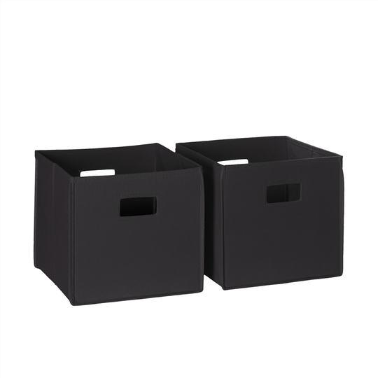 RiverRidge Home Folding Storage Bins - Fabric - 10.5-in x 10-in x 10.5-in - Black - 2-Pack