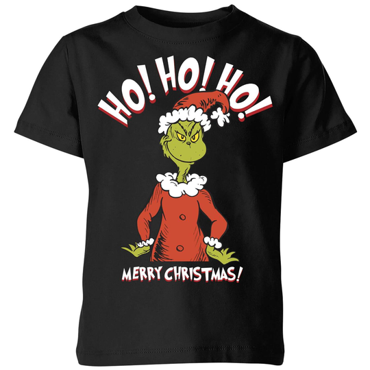 The Grinch Ho Ho Ho Smile Kids Christmas T-Shirt - Black - 3-4 Years