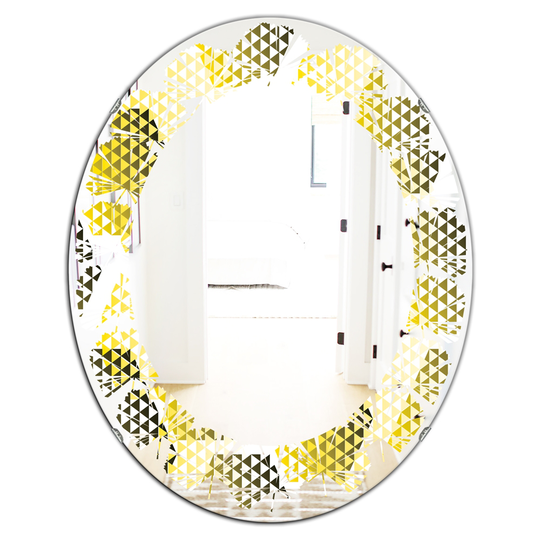 Designart Retro Hexagon Pattern XI Modern Oval Wall Mirror - Yellow