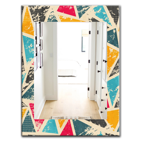 Designart Canada 23.6-in W x 35.4-in L Rectangle Triangular Colourfields Polished Wall Mirror