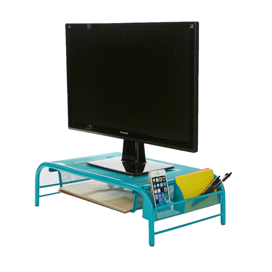 Mind Reader 20-in Blue Traditional Adjustable Monitor Stand with 1-Drawer
