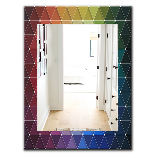 Designart Blue Triangular Colourfields Modern Mirror - 35.4-in x 23.6-in