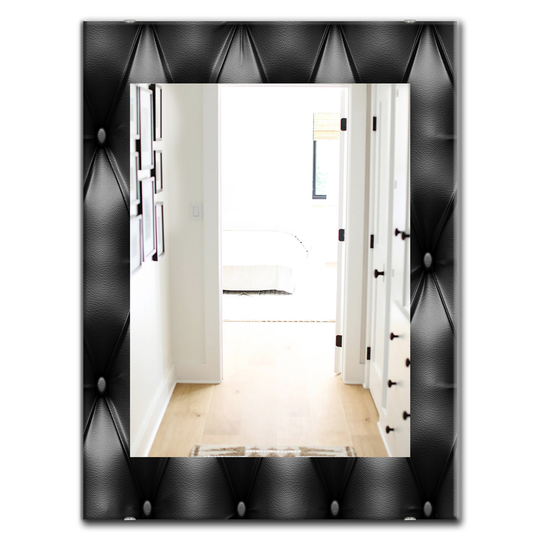 Designart 35.4-in x 23.6-in Black Leather Print IV Modern Mirror