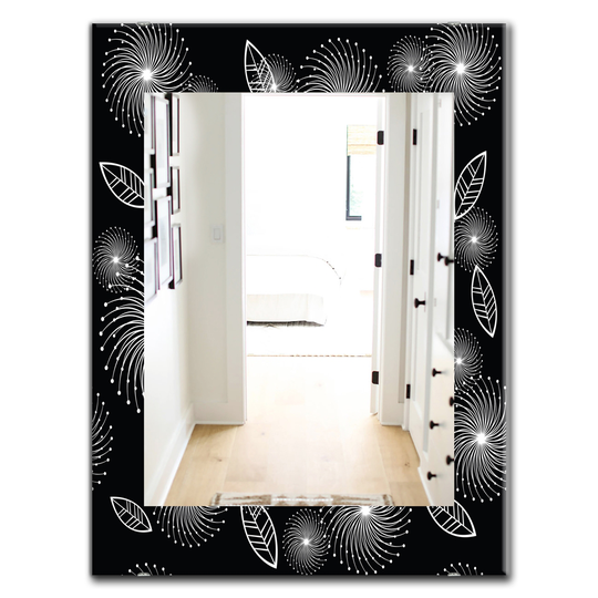 Designart Canada 35.4-in L x 23.6-in W Rectangle Retro of Stylized Flowers Polished Wall Mirror
