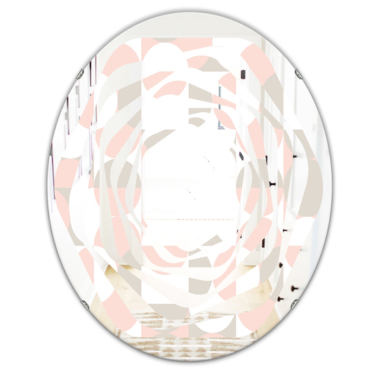 Designart Pink 31.5-in L x 23.7-in W Oval Retro Circular Pattern III Polished Wall Mirror