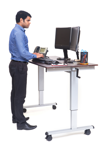 Luxor 60-in High-Speed Crank Adjustable Stand Up Desk - Gray