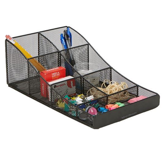 Mind Reader Black Metal Mesh 7-Compartment Coffee Organizer