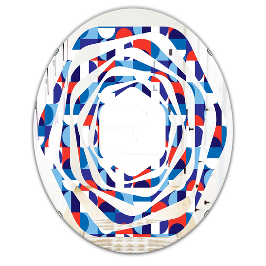 Designart 31.5-in x 23.7-in Polka Dots Modern Oval Wall Mirror in Blue