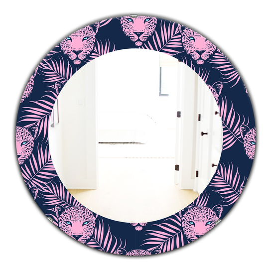 Designart 24-in x 24-in Pink Leopard Bohemian and Eclectic Mirror