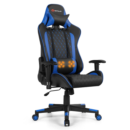 Costway Blue Contemporary Ergonomic Adjustable Height Swivel Headrest Chair